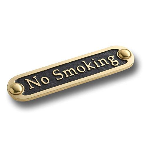 No Smoking Brass Door Sign. Traditional Style Home Décor Wall Plaque Handmade by The Metal Foundry UK.
