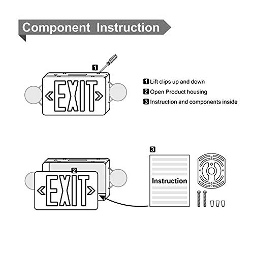 【2 Pack】LFI Lights UL Certified EXIT Sign with Emergency Light Red EXIT Compact Combo Hardwired High Output