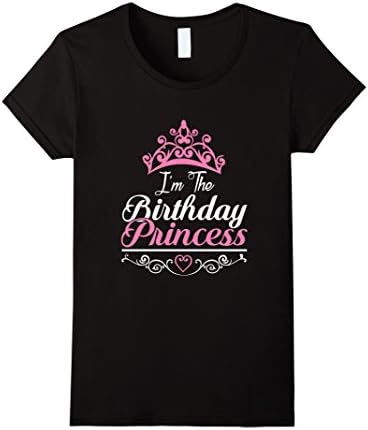 Women's I'm the Birthday Princess Royalty T-Shirt XL Black