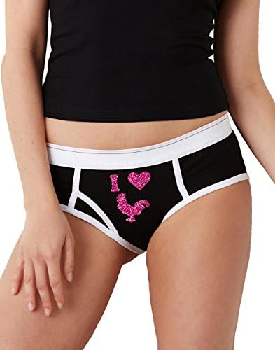 Sexy Baby Bunny I Love Cock Boyfriend Brief Underwear For Women, Black & Glitter Pink