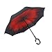 Silkclo Windproof/Uv Protection Reverse Folding Double Layer Inverted Umbrella and Self Standing Inside Out Rain Protection Umbrella with C-shaped Hands Free Handle