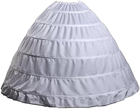 RohmBridal Women's 6 Hoops Underskirt Crinoline Petticoats Slips Floor Length for Wedding Dresses Gown White