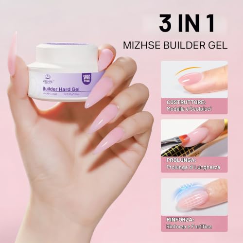 MIZHSE Gel Nail Structuring Gel Ema Free TPO Free Nail Gel Nail Gel for Home Study Nail Pink 30g