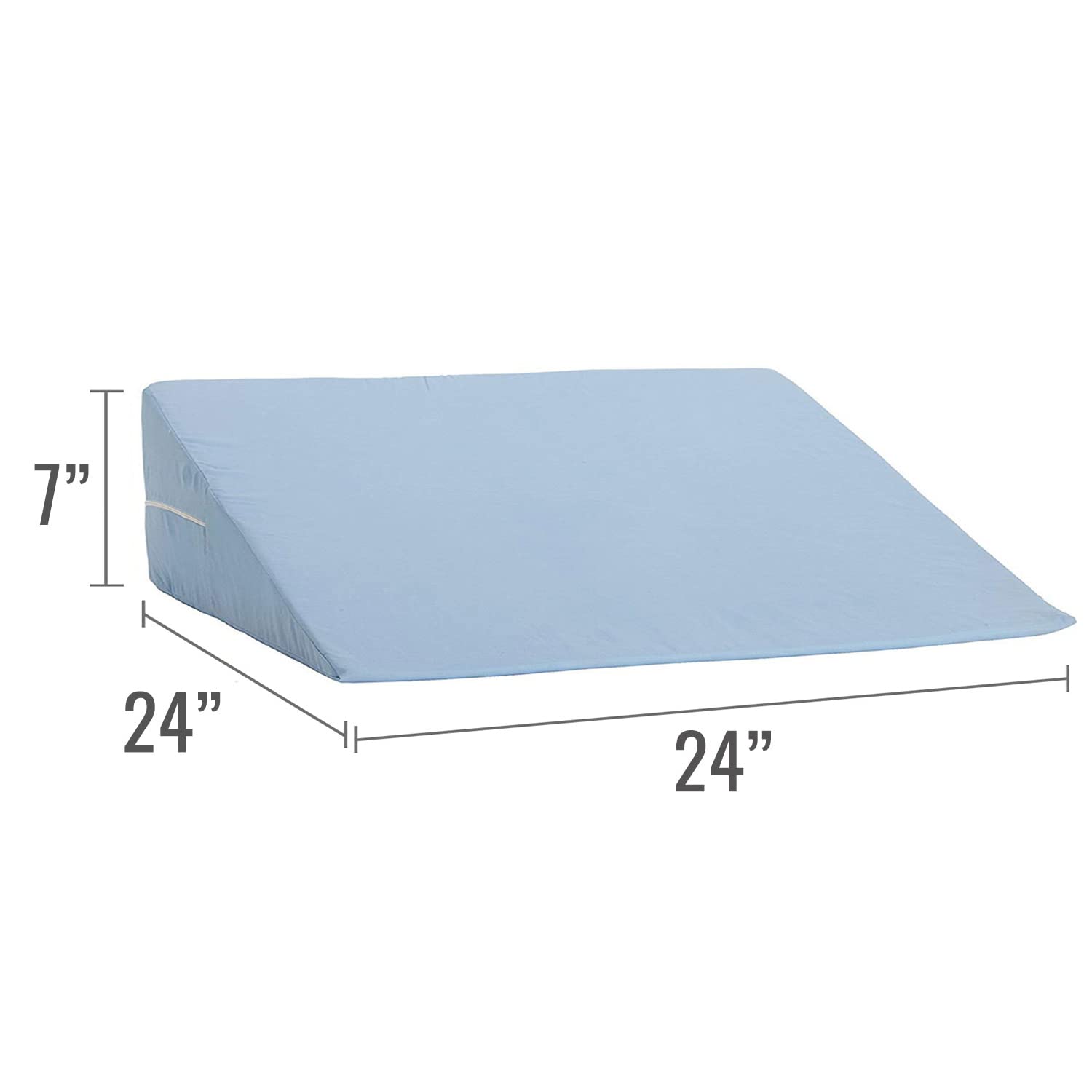 DMI Bed Wedge Pillow and Triangle Wedge with Elevated Incline for Neck Pain, Headaches, Reflux, Shoulders, Back Pain, Foot Support, Knee Pain or Restless Leg Syndrome, 24x24x7 inches, Blue