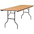Flash Furniture Gael 8-Foot Rectangular Wood Folding Banquet Table with Clear Coated Finished Top