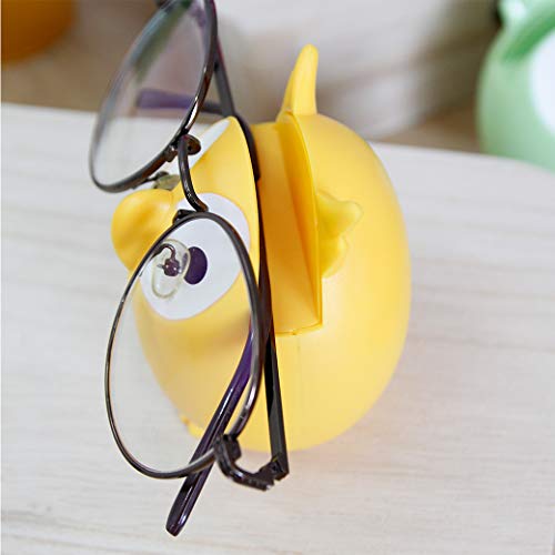 Homu Owl Sunglasses Eyeglass Holder Stand, Display Rack Smartphone Holder - Yellow - Thumbnail 2