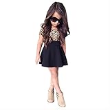 FEITONG Kids Baby Girls Leopard Printing Short Sleeveless Dress