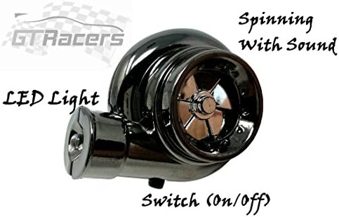 GTRacers Spinning racing Turbo Keychain key chain with Sound LED Light Black Chrome (Black chrome)(Not with box)