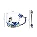 Tea Cup, Handmade Butterfly Blue Rose Coffee Mug Cups,12 oz (Blue Rose) Ideal for Friend Wedding Anniversary Birthday Presents