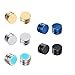 Juland 5 Pairs Circle Round Magnetic Stud Earrings Non-Piercing Clip On Hypoallergenic Stainless Steel Unisex Punk Style - Gold Silver Black Blue Multicolor - 10mm