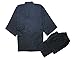Soojun Men's Kimono Jinbei Shirt and Pant Japanese Loungewear, 1 Solid Color Navy, Large