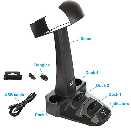 image for Bemodst Quad Dock VR, 4 Port Charging Dock Station Charger with Stand 