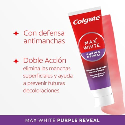 Colgate max white purple reveal, pasta dentífrica branqueadora, dentes brancos, embalagem 12 unidades x 75ml