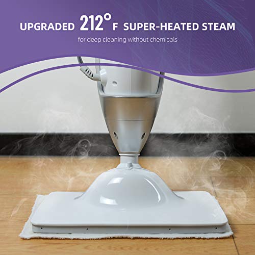 LIGHT 'N' EASY Multifunctional Steam Mop with Detachable Handheld Unit Floor Steamers Cleaner for Hardwood,Grout,Tile White, 7688ANW