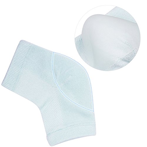 Amcami 4 Pairs Open Toe Heel Moisturizing Gel Socks Soft Ventilate Gel Heel for Dry Hard Cracked Skin Comfy Day Night Care Skin (Gray,Green,Pink,Black)
