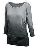 LL Womens 3/4 Sleeve Tie-Dye Ombre Dolman Top