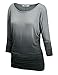 Lock and Love WT989 Womens 3/4 Sleeve Ombre Dolman Top XXXL BLACK
