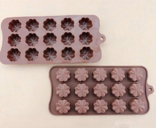 DGI MART 15-cavity Flower Shape Ice Cake Chocolate Sugar Candy Baking Mold Silicone Mini Cube Craft Fondant Mold Tray