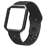 Simpeak Wristband for Fitbit Blaze,Large Soft Silicone Sport Strap with Metal Frame for Fitbit Blaze Smart Fitness Watch,Black