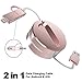 Retractable USB Cable, Acessor-Z 2in1 Lightning + Micro USB Sync & Charge 1M Retractable Quick Charging Data High Speed Adapter Cable for iPhone 5s 6 6s Plus,iPad,iPod,Android Phones (Rose Gold)