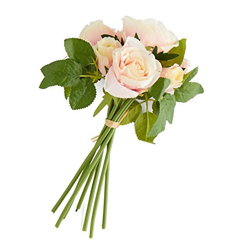 Poly Silk Creamy Pink Open Rose Bundle | Perfect for Weddings | For Indoor Decor