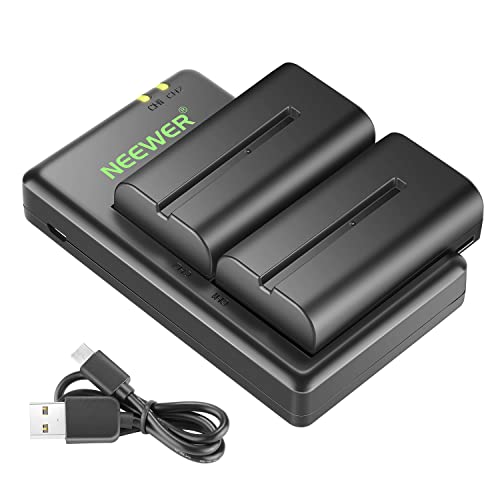 NEEWER NP F550 Battery Charger Set, Compatible with Sony NP F970 F750 F770 F960 F550 F530 F330 F570 CCD SC55 TR516 TR716 TR818 TR910 TR917 NEEWER LED Light/Monitor Camera Slider (2 One Pack, Black)