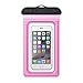 Waterproof Case,Through Ultra Universal Waterproof Pouch Bag with Touch Responsive Transparent Screen Protector for iPhone 7/7 Plus/6/6s Plus/5s/se/5c/Galaxy S3/S4/S5/S6/S7 EDGE plus Note 3/4/5(Pink)