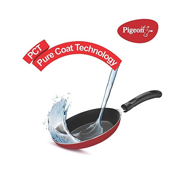 Pigeon Aluminium Nonstick Duo Pack Flat Tawa 250 and Fry Pan 200 Gift