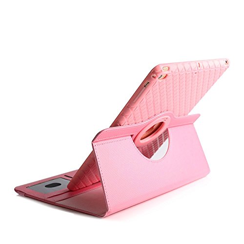 Xiaoai Apple iPad 2018 9.7/2017 9.7/iPad Air 2/iPad Air 9.7 inch Case,360 Degrees Rotating Multi Angles Slim Stand with Auto Sleep/Wake and Card Slots Smart Detachable Cover (Pink)