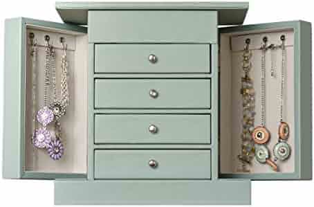 Brown Gray Silver Deco 79 Wood And Aluminum 4 Drawer Jewelry Chest