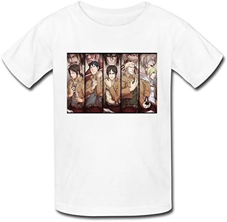 Ambom Youth Attack On Titan Kids Boys And Girls Short Sleeves T-Shirt M White