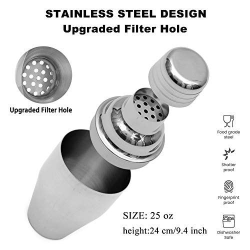 Delidge Cocktail-Shaker aus Edelstahl in Lebensmittelqualität, 750 ml, Martini-Shaker und Sieb für große Getränke… – Bild 6