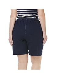 Pantalones cortos para dama, talla grande, ajuste fácil, cintura elástica, con remaches en el dobladillo