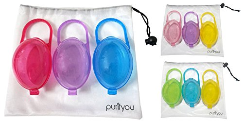 Pacifier Case: purifyou PurePouch BPA-Free Nipple Shield Case & Pacifier Holder, Set of 3, With Free Mesh Sack