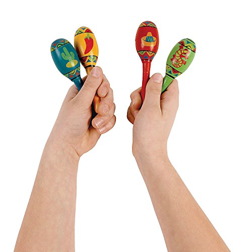 4E's Novelty 16 PCS Fiesta Maracas Party Favors for Kids & Adults
