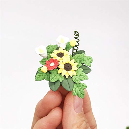 callm 1/12 Miniature Scene Model Dollhouse Accessories Mini Green Plant Flower Kid Toy for The 1:12 or 1:6 Scale Miniature Setting (Yellow)