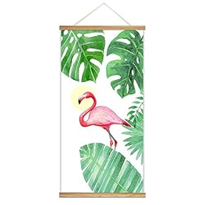 Hanging Poster Wooden Framed Beautiful Birds Flowers Plants Theme Home Wall Canvas Prints Ready to Hang - 18"x36"