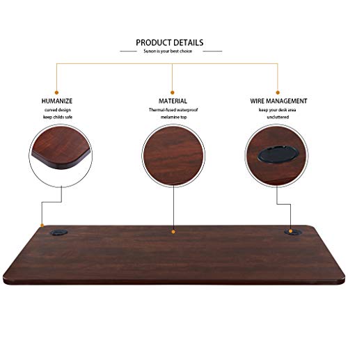Sunon Rectangle Laminate Table Top 55''x27.5'' Universal Wood Table Top for Home Office Desk/Sit Stand Desk/Computer Desk/Gaming Desk (Cherry)