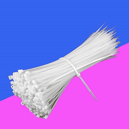 JHXTZ Zip Ties, 100pcs White Zip Ties 8 Inch Heavy Duty, Plastic Ties Small Zipties Cable Tie Wraps, Multi-Purpose Cable Management Ties, Self-Locking Ziptie for Office and Home