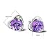 Sealike Super Cute Amethyst Purple Crystal Diamond Design Heart Shape Stud Earrings Jewelry Women Lady Girls with a Stylus