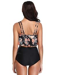 MITALOO Traje de baño de dos piezas para dama Trajes de baño espalda cruzada con Tankini inferior de cintura alta