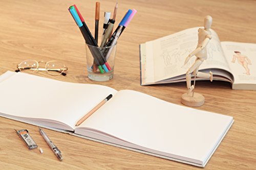 Sketch Pad - Size 8.5 x 11.0 inches - 80 sheets Sketch Papers - Linen bound hardback - Ideal for Drawing, Sketching, Journaling - MozArt Supplies
