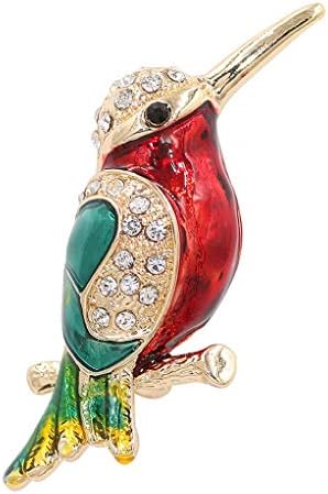 SELOVO Vintage Tone Fowl Hummingbird Multi Coloration Austrian Crystal Pin Brooch Jewellery