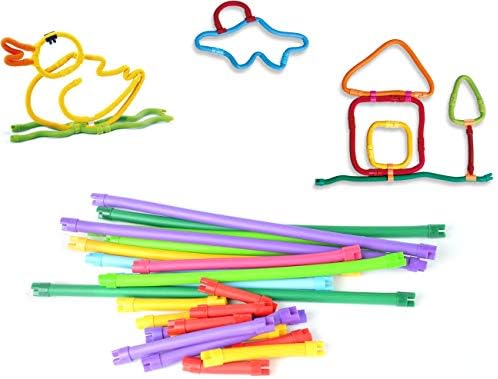Toyzabo Flexible Building Stick Toys Bendable Twister Rod Construction Educational for Boys Girls DIY STEM Games Playset