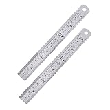 eBoot 2 Pack Stainless Steel Ruler 6 Inch with Conversion Table