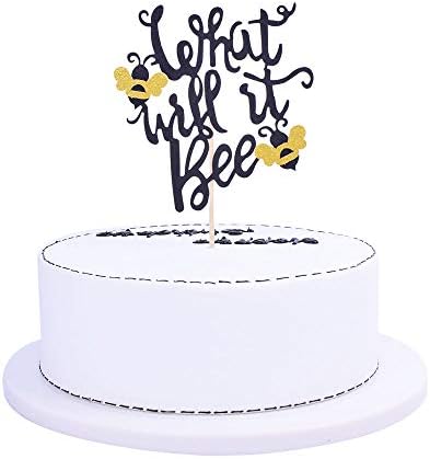 SHAMI What Will It Bee Cake Topper Bumble Bee Baby Shower Cake Topper Gender Reveal Party Decorations He Or She Party Glitter Decorations
