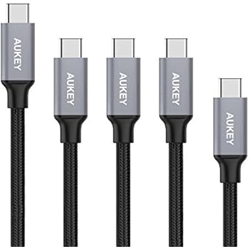 AUKEY USB C Cable 3.0 Braided, [5 Pack, 3ft x3 6ft 1ft] USB Type C Cable Fast Charge for Samsung Note 8 S8/S8 Plus, LG V20 G6 G5, Google Pixel 2/2 XL, HTC 10