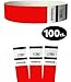 Goldistock Event Wristbands Original Series Neon Red 100 Count | ¾” Arm Bands | Paper-Like Party Armbands | Wrist Bands