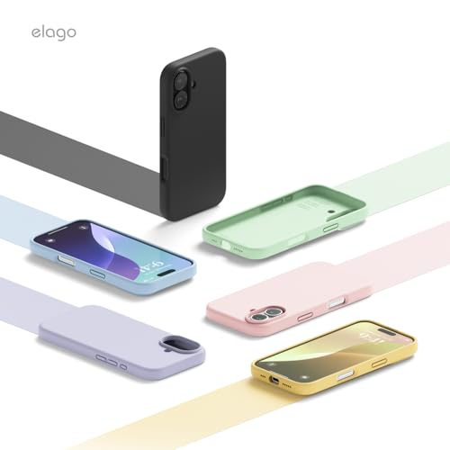 elago Cover Compatible with iPhone 16 - Premium Liquid Silicone Case, Full Protection, Shockproof, Slim, Anti-Scratch Microfiber Lining (Black)