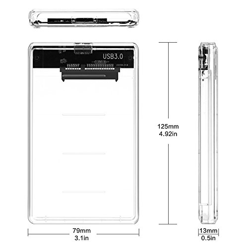 2.5" USB 3.0 SATA Hd Box HDD Hard Disk Drive External HDD Enclosure Transparent Case Tool Free 5 Gbps Support 2TB UASP Protocol
